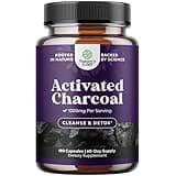 Cleanse and Detox Activated Charcoal Capsules - Purifying Detox Pills with 1200mg Per Serving for Bloating Relief and Body Cleanse - Coconut Charcoal Powder for Gut Health-180ct