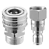 RIDGE WASHRE Pressure Washer Swivel Adapter, Stainless Steel M22 14mm to 3/8" Quick Connect, Stainless Quick Disconnect for Pressure Washer Hose, 5000 PSI, 2 Pack