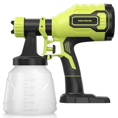 Cordless Paint Sprayer Compatible with Ryobi 18V Battery (Battery Not Included),1000ml/min High Flow,1000ml Container,150 Din/s Max Viscosity,Paint Sprayer for Furniture (Green)