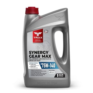 TRIAX Synergy Gear MAX 75W-140 GL-5, PAO Synthetic Long-Drain Axle, Differential Extreme Pressure Oil, Limited Slip Ready, 750,000 Mile Rating on Highway (1 Gal)