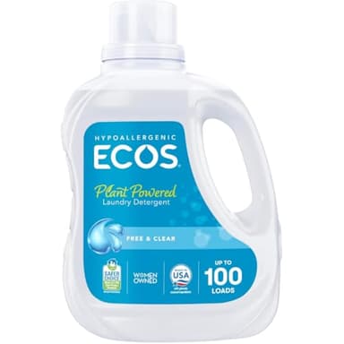ECOS Laundry Detergent Liquid, 200 Loads - Dermatologist Tested Laundry Soap - Hypoallergenic, EPA Safer Choice Certified, Plant-Powered, Free & Clear, 100 Fl Oz (Pack of 3)