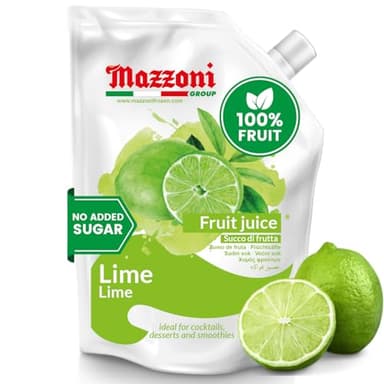 Mazzoni - Real Lime Juice, 100% Pure Just Lime Juice, Not from Concentrate, No Added Sugar or Ingredients, 2.2 lbs (35.2 oz) Mixer for Cocktails, Drinks, Smoothies, Convenient Pouch, Made in Italy