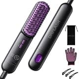 DRFLASH Steam Hair Straightener Brush with Negative Ions - 3 Temperature Settings, Ceramic Bristles, 5-Min Auto Shut-Off, Anti-Scald Design, Dual Voltage for Frizz-Free Styling at Home & Travel