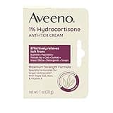 Aveeno Maximum Strength 1% Hydrocortisone Anti-Itch Cream, Triple Oat, Aloe & Vitamin E for Itch Relief from Eczema, Psoriasis, Insect Bites, Poison Ivy, Oak & Sumac & Detergents, 1 oz