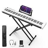 Digital Piano 88 Key Full Size Semi Weighted Electronic Keyboard Piano Set with Stand,Built-In Speakers,Electric Piano Keyboard with Sustain Pedal,Bluetooth,MIDI/USB/MP3 for Beginners Adults-A1