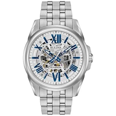 Bulova Men's Classic Sutton 3-Hand 21-Jewel Automatic Watch, 42 Hour Power Reserve, Skeleton Dial, Luminous Hands, 100M Water Resistant, 43mm