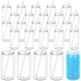 Maucircol 16 Oz Acrylic Snowglobe Tumbler, 25 Pack Pre-Drilled Double Wall Plastic Clear Cup for Glitter Snow Globe Diy, Double Wall Plastic Snowglobe Cup with Clear Lid