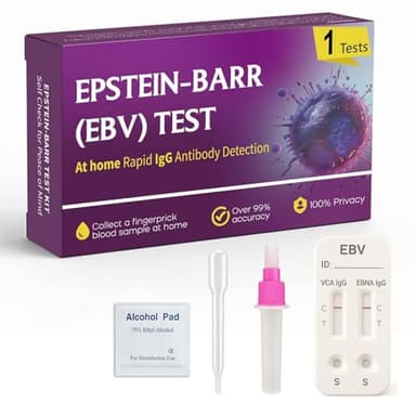 Epstein Barr (EBV) at-Home Test Kit | Detects IgG Response to VCA & EBNA | 15-Minute Rapid Result | Easy Fingerstick Sample