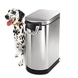 simplehuman 30 Liter, 32 lb / 14.5 kg Large Pet Food Storage Container for Dog Food, Cat Food, and Bird Feed, Brushed Stainless Steel