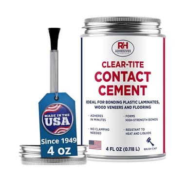 Clear-Tite Contact Cement, 4 oz. can - Laminate Flooring, Countertops, Tabletops, Crepe Rubber, Ceramics, Wood Veneers, Waterproof, Long Lasting - RH Adhesives