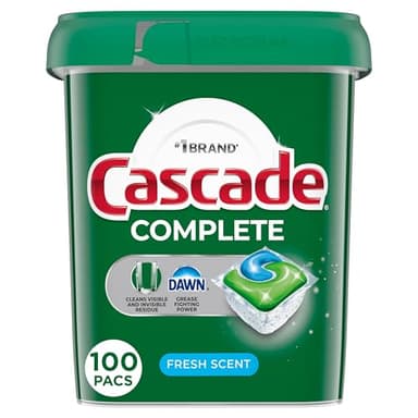 Cascade Complete Dishwasher Pods, Dishwasher Detergent, Dish Detergent Tab Tablets, Fresh, 100 Count