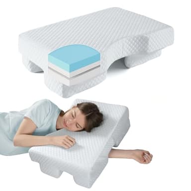 PYURIFAI Side Sleeper Pillow with Arm Hole - Adjustable Shoulder Pillow for Side Sleepers, Memory Foam Pillow Provides Support & Reduces arm Pressure, Cooling Arm Pillows, Rotator Cuff Pain Relief