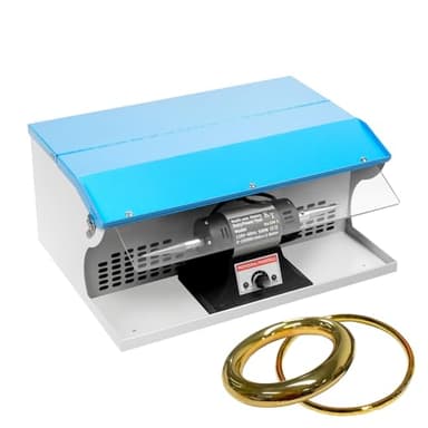 Top Polisher with Dust Collector Bench, 500W Jewelry Buffing Machine with 10000Rpm Limitless Speed Adjustable, Jewelry Polishing Tool Dust Collector with Light Table Top, Low Noise for Store, Studio