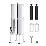 Waterdrop Gravity-fed Water Filter System, NSF/ANSI 42&372 Standard, 2.25G Stainless-Steel System with 4 Filters, Metal Water Level Spigot and Stand, Reduces Chlorine-King Tank Series, WD-TK-FS
