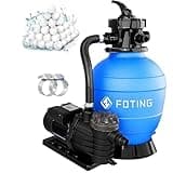 FOTING 2025 Upgraded Sand Filter Pump for Above Ground Pool with Timer, 13in, 1 HP, Max 3800GPH for Pools Up to 13000GAL, 6-Way Valve, Enhanced Circulation for Crystal-Clear Pool