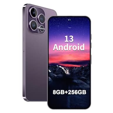 Deeptick 15PROMA X Unlocked Cell Phones,5G Smartphone,Android 13 Cell Phones,Snapdragon 8Gen2 8GB+256GB 6.8" HD Screen 48MP+108MP 6800mAh,Support Dual SIM|Fingerprint Lock|GPS|Face ID (Purple)
