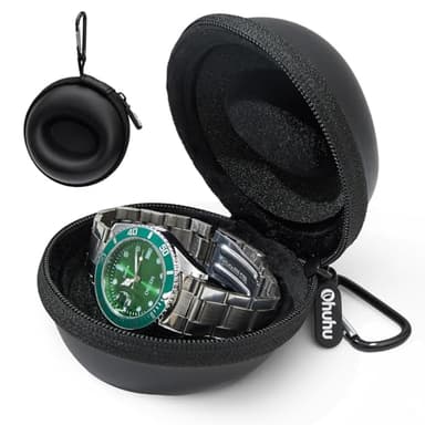 Ohuhu Travel Watch Case for Men Women - Portable Single Watch Storage Organizer with 56mm Heightened Design Fits Wristwatches & Smartwatches Ideal Gift for Father's Day Christmas Birthday