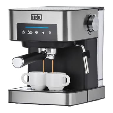 Tru Touch Screen Espresso Maker - Espresso Machine for Cappuccinos, Lattes & More - Includes Steam Wand, Cup Warmer & Drip Tray - Espresso Coffee Machine for the Kitchen - 56-Ounce Water Tank