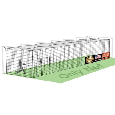 ORIENGEAR Baseball Batting Cage Nets, ONLY NET, 12'H x12'W x 70'L Baseball and Softball Cage Netting, 1.88" Mesh, Professional Fully Enclosed Heavy Duty PE Hitting Cage Net with Door, Without Poles
