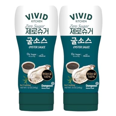 VIVID KITCHEN Oyster Sauce | Zero Sugar & Low-Calorie Sauces | No Preservatives | Versatile, Easy-to-Squeeze | for Cooking, Stir-Fries, Marinades, and Dipping Sauces | Sugar Free Oyster Sauce | Made with Korean Oyster (2 Pack) (Oyster Flavor)
