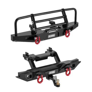 INJORA 37g Front and 26g Rear Bumper - CNC Aluminum Bumper with Light for 1/18 RC Crawler TRX4M Defender Upgrade