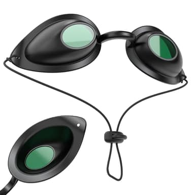 Karono Flexible IPL Goggles Eye Shields - UV Eye Protection Glasses for Skin Therapy, Tanning Bed, Hair Removal, Blocks 200-2000nm Wavelengths, Adjustable Head Strap for Comfort Fit