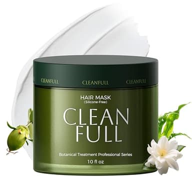 CLEANFULL Botanical Keratin Hair Mask, Silicone Free Hair Treatment Deep Repair Conditioner for Dry Damaged Hair, Reverse from Bleach, Color & Heat, Vegan (10fl oz)