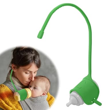 Canela Cane Adjustable Baby Bottle Support for Parents – Comfort Feeding Aid, Non-Slip Silicone Holder, Fits Standard & Wide-Neck Bottles(Green)