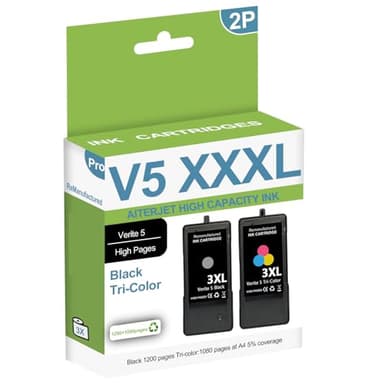 AITERJET High Capacity 3XL Verite 5 Replacement Ink Cartridge ReManufactured for Verite 5 V50 V55 V55W Eco V55 Plus V60 Eco 640 Eco 64 Series V65 Eco V65 Plus (1 Black/1 Tri-Color, Combo)