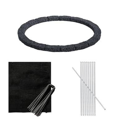 Beuta Landscape Edging | Garden Edging Border | Faux Stone Bricks for Tree Rings | 4FT Dia |3 Sections| Each Section 6 Bricks 48" L x 3.5" W x 2.25" H with Weed Guard,10 Staples & 9 Pins - Charcoal