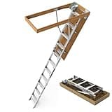 Aluminum Attic Ladder Pull Down Loft Stairs Folding Ceiling Ladder for Attic Access Door, Manual Lifting, for 7'8"-10'3" Ceiling Height, 22 1/2" x 54", 375 lbs Capacity