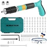 Steel Nails Gun Tool with 200pcs Round Nails,5 Gear Wall Fastening Rivet Gun Tool Nail Gun Monitor Installation Gun Manual Rivet Nail Gun Household Woodworking