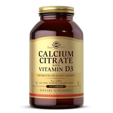 Solgar Calcium Citrate with Vitamin D3, 240 Tablets - Promotes Healthy Bones & Teeth, Supports Musculoskeletal & Nervous Systems - Non-GMO, Gluten-Free, Dairy Free, Kosher - 60 Servings