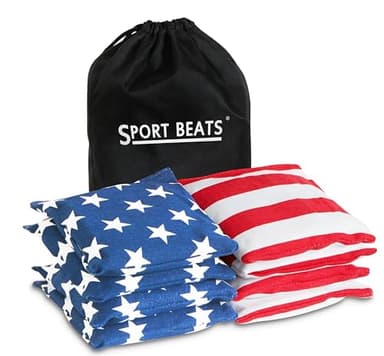 SPORT BEATS Cornhole Bags All Weather Set of 8 for Cornhole Toss Games-Regulation Weight & Size Stars & Stripes