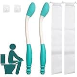 Butt Wiper Tool*2,15.75in Long Toilet Aids for Wiping Bottom,Two Self-Adhesive Hooks,Drawstring Pocket,No Need to Bend Down,Firm Grip On Tissues,for Elderly,Disabled,Pregnant Women,Fat People