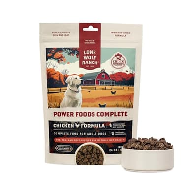 Lone Wolf Ranch Chuck Norris Power Foods Complete Air-Dried Dog Food with High Protein, Superfoods, and Glucosamine (Chicken, 24oz)
