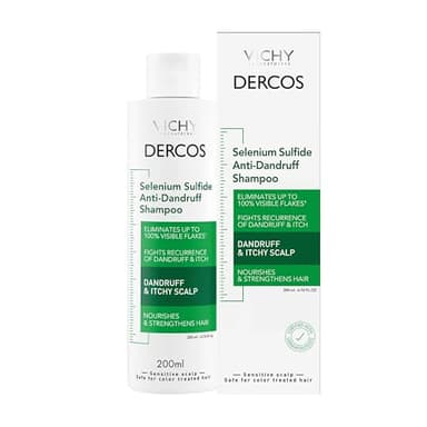 Vichy Dercos Dandruff Shampoo, Antifungal Itchy Scalp Treatment for Men & Women, Clinical Strength Selenium Sulfide, Formulated with Niacinamide & Salicylic Acid, Dermatologist Recommended, 6.76 fl oz