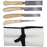 KAKURI Mini Japanese Pull Saw Set with Carrying Case - Ryoba Double Edge 5", Flush Cut 5", Dozuki Dovetail Fine Cut 5", Keyhole 3" - Made in Japan