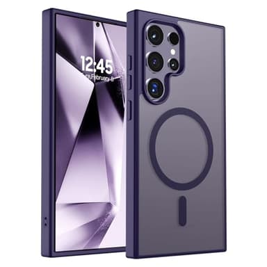 SUPFINE Magnetic for Samsung Galaxy S24 Ultra Case(Compatible with MagSafe) (Military Grade Drop Protection) Slim Translucent Shockproof Phone Case,Dark Purple