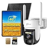 4G LTE Cellular Security Camera Wireless Outdoor with Preinstalled SIM & 64GB Micro SD Card, No Wifi Solar Security Camera with Remote Access, Motion&Siren Alerts, Auto Human Tracking, Playback