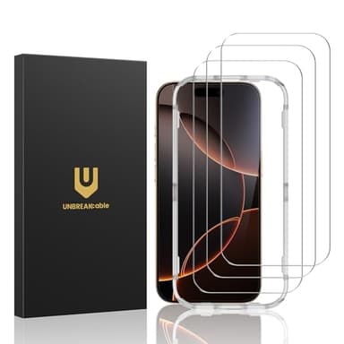 UNBREAKcable 3-Pack Screen Protector for iPhone 16 Pro, Double Shatterproof Tempered Glass [Easy Installation Frame] [9H Hardness] [99.99% HD Clear] [Case Friendly] for iPhone 6.3 inch