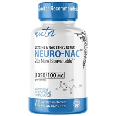 Neuro NAC Supplement N-Acetyl Cysteine Ethyl Ester - 20x More Bioavailable Than NAC 600 mg - Boost Glutathione 10x More Than Liposomal Glutathione - N Acetyl Cysteine Ethyl Ester - NACET (60 Capsules)