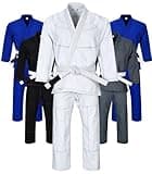 Knockout Fight Gear Brazilian Jiu Jitsu Gi For Men, BJJ Gi Women Grappling gi ULTRA LIGHT, PRESHRUNK Sweat Wicking Fabric, Machine Washable With Free White Belt (White A0)