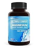 BioEmblem Triple Magnesium Complex | 300mg of Magnesium Glycinate, Malate, & Citrate for Muscles, Nerves, & Energy | High Absorption | Vegan, Non-GMO | 90 Capsules