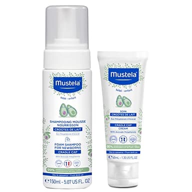 Mustela Cradle Cap Fragrance-Free Baby Shampoo & Cream for Baby & Newborn for Seborrheic Dermatitis - Helps to minimize Scalp Flakes - Clinically & Dermatologist Tested - 2 Items Set