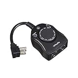 TiFFCOFiO Outdoor Timer Outlet, Dusk to Dawn Light Sensor Timer, Outdoor Light Timer for Electrical Outlets Weatherproof, 2 Grounded Outlets for Christmas Lights, 15A 1/2HP, CSA Listed (1 Pack)