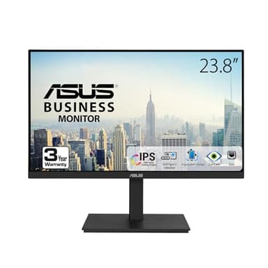 ASUS 23.8” 1080P Docking Monitor (VA24ECPSN) - Full HD, IPS, 75Hz, Adaptive-Sync, Speakers, Eye Care, Low Blue Light, Flicker Free, USB-C, RJ45, HDMI, Frameless, Height Adjustment, VESA Wall Mountable