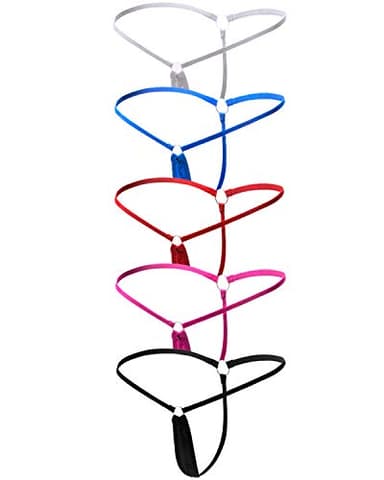 ETAOLINE Women's Low Rise Sexy Underwear Y-Back G-string Lingerie Thong Panty (Small, 5 Pack (5 Colors))
