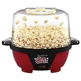 West Bend Stir Crazy Popcorn Machine Electric Hot Oil Popper Includes Large Lid for Serving Bowl and Convenient Nesting Storage, 6-Quart, Red