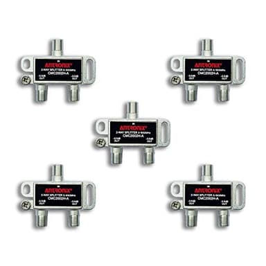Antronix CMC2002H 2-Way- (5) Pack - Horizontal Splitter (2) -3.5db Ports 5-1002 MHz High Performance Profession Quality for Coax Cable TV & Internet Factory Sealed with Screws